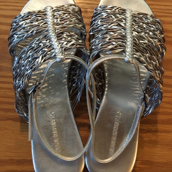 Banana Republic Shoes - Banana Republic leather sandals | woven silver & gray versatile style
